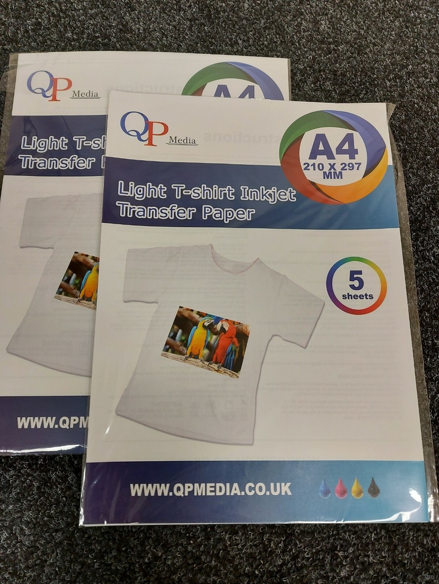 PREMIUM GRADE A4 IRON ON T SHIRT HEAT TRANSFER PAPER LIGHT FABRICS