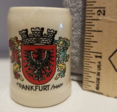 Vintage Mini Stoneware Ceramic Frankfurt Beer Stein Mug Shot Glass