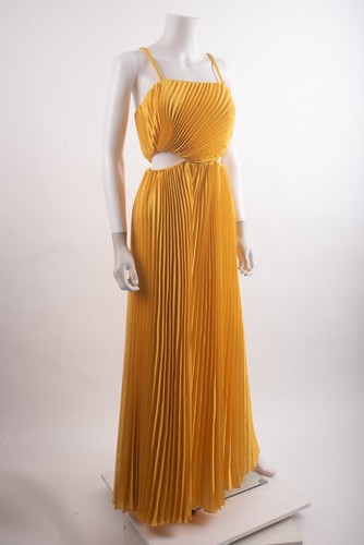 Alice & Olivia One Piece Jumpsuit Wide Leg Pleated Size 2 Yellow Golden rod NWT - Picture 2 of 6