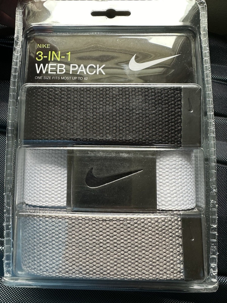 NIKE MEN'S WEB BELT IN PACK BLACK/GREY/WHITE CUT TO FITS SIZE - Main Image