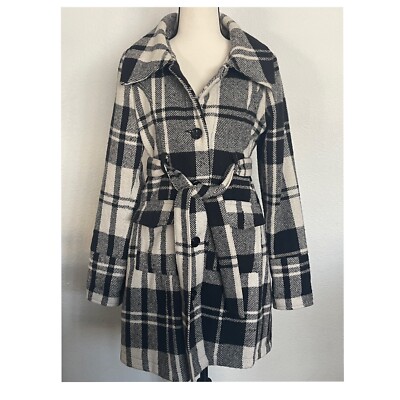 Poetry Clothing Black WHite Plaid woven coat Medium M