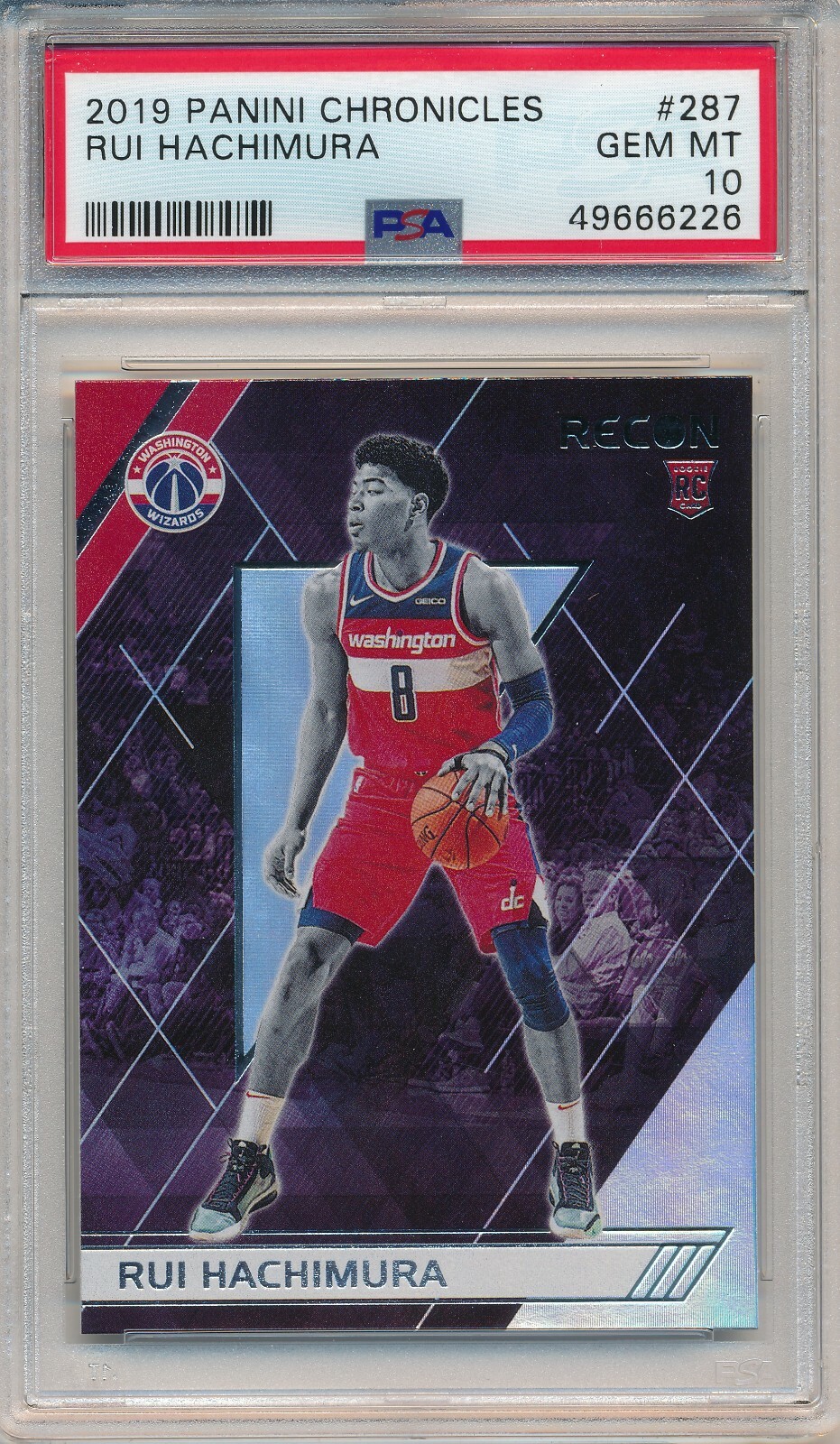 2019 PANINI CHRONICLES RUI HACHIMURA #287 RC PSA 10 GEM MINT ROOKIE