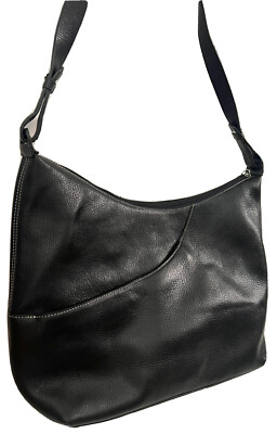 MAXX NEW YORK SHOULDER HOBO SATCHEL TOTE BAG BLACK PEBBLE