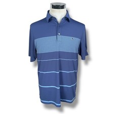 Vineyard Vines Performance Polo Shirt Men  s Medium Blue Striped Stretch Golf