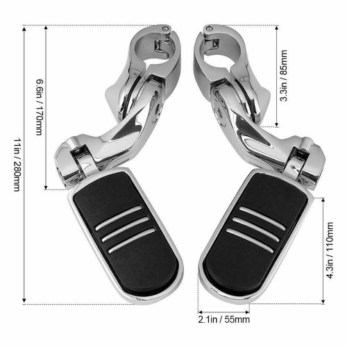 1-1/4" Crash Bar Rear Passenger Highway Duty Foot Pegs Rest Pedal Footpeg Mounts - Picture 15 of 21