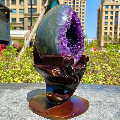 3.99LB Natural dinosaur egg Original Stone Quartz Uruguay amethyst Mineral+base - 第 10/16 張圖片