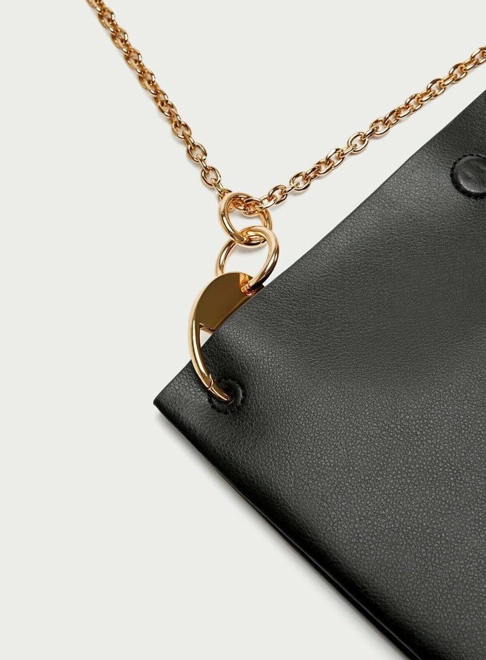 ZARA BLACK FAUX LEATHER SHOULDER BAG WITH GOLD CHAIN STRAP new eBay