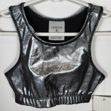 Danskin Girls Size Small 4-6 Silver Gymnastics Basics Bra Top NWT