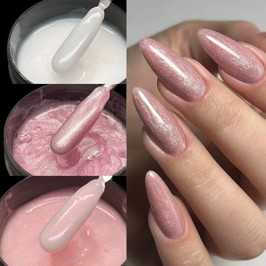 Gel duro lechoso brillante 100 g constructor de uñas extensiones rosa UVLED Foto 3 de 4