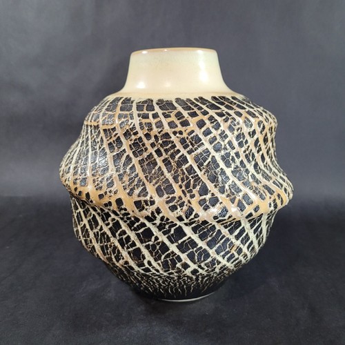 David C. LaLomia Studio Pottery Vase Hand Thrown Stretched Texture 2012 10" - Picture 7 of 12