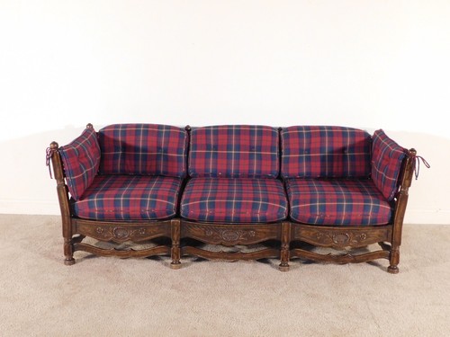 Antique French Dark Oak 1950s / 60s Shell Carved Sofa Daybed - Picture 13 of 19