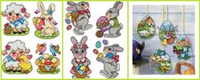 OSTERN -4 tlg STICKSET - PLASTIK STRAMIN - KREUZSTICH 5,4 St/cm - OSTERHASE LAMM
