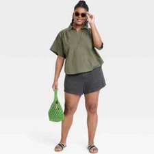 UNIVERSAL THREAD WOMEN'S SIZE 17 NWT BLACK COTTON HIGH-RISE UTILITY SHORTS