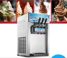 Soft Serve Ice Cream  Machine 3 Flavors Frozen Yogurt Maker Cone Table Type