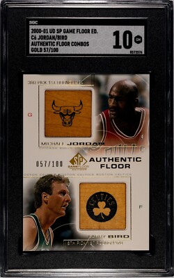 2000–01 SP Game Floor Auth Floor Combo Michael Jordan/Larry Bird SGC GM 10  /100
