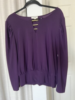 Meraki Women Top Size XL Purple Long Sleeve Puffy Shoulder Blouse NWT
