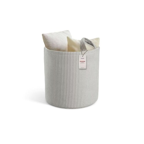 Round storage basket for toys, blankets, clothes – large, grey