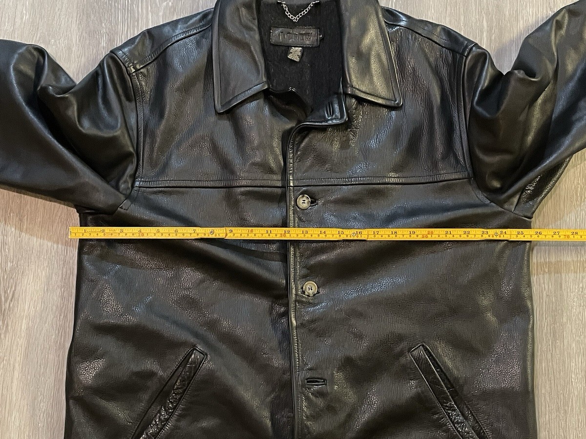 J.CREW Insulated Leather Car Coat Jacket • XL • Black