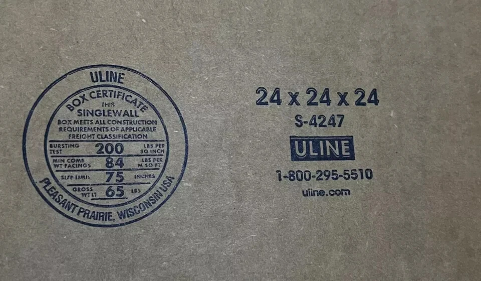 24" x 24" x 24" CARDBOARD BOX - 200 lb -  10 BOX BUNDLE - CUBED - Image 4 of 4
