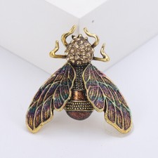 Vintage Style Enamel Crystal Purple Cicada Brooch Badge Insect Pin Gift