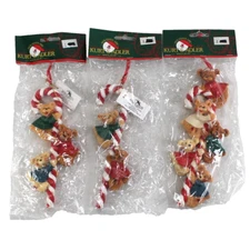 Kurt S Adler Holly Bearies Christmas Ornaments Lot of 3 Candy Cane Teddy Bear