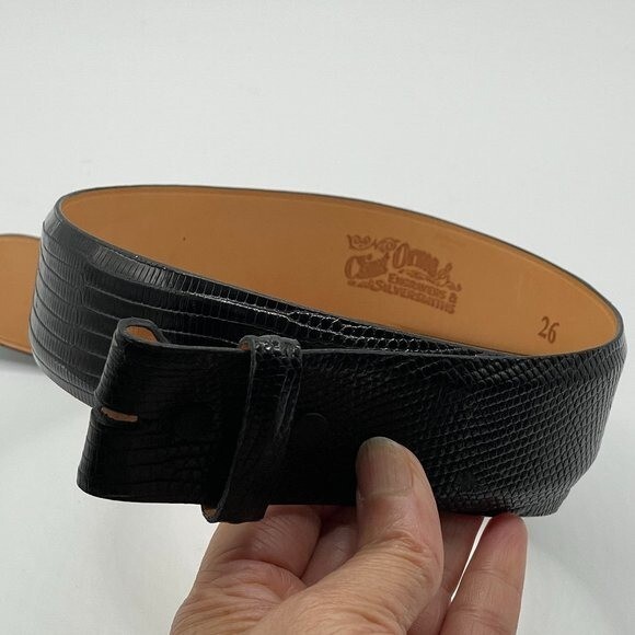 Clint Orms Genuine Black Java Lizard Belt Strap F… - image 1