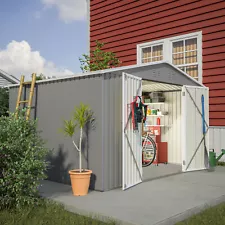 10'x 8' Metal Outdoor Storage Shed Garden Tool House Backyard Patio Garage Gray