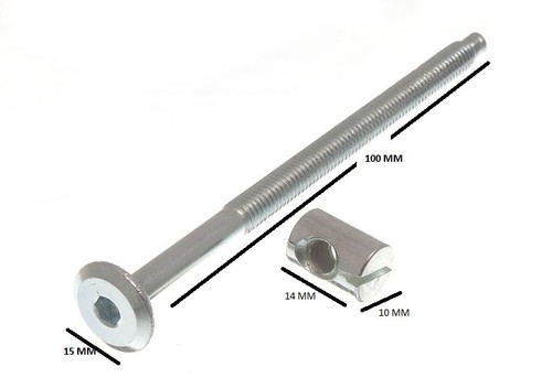 Muebles Cama Cuna Tornillo Allen Cabeza + Barril Tuerca 6mm M6 X 100mm 10 + 10