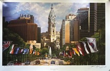 James E Dupree American 1950 Litho Hand Signed Franklin Parkway PA Black Picasso