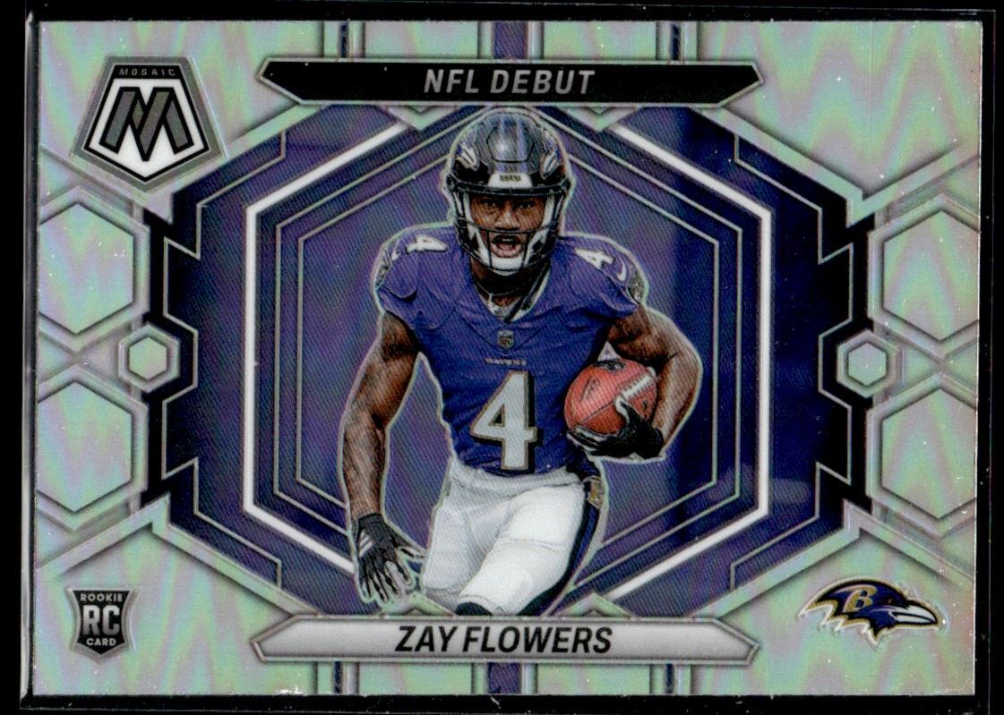 2023 Panini Mosaic NFL Debut Silver Prizm Zay Flowers RC Baltimore Ravens