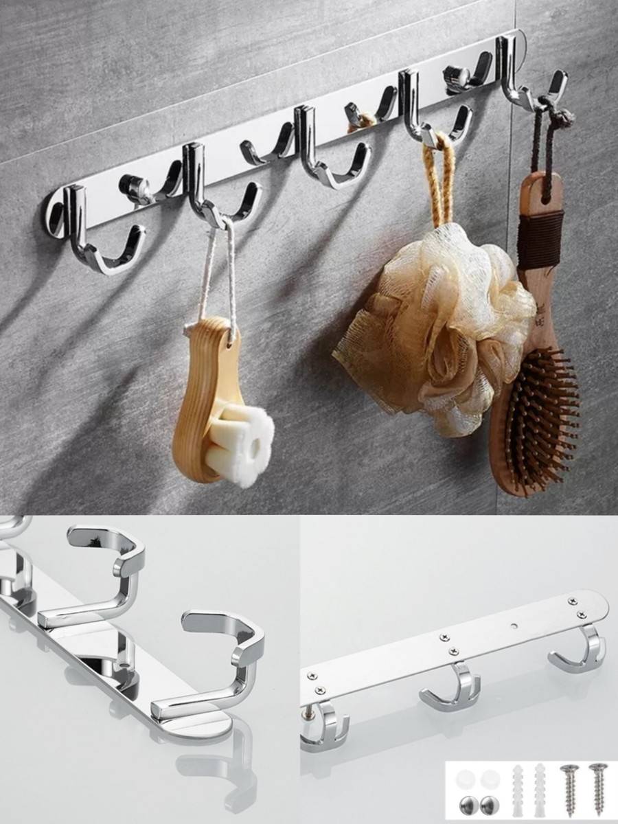 Appendiabiti Da Parete Con 5 Ganci: Salvaspazio Ideale Per Accappatoi, Borse E Chiavi. Perfetto Per Bagno, Camera E Cucina.