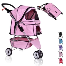 Pet Stroller for Small Medium Dogs & Cats,Folding Dog Stroller Carrier Strolling