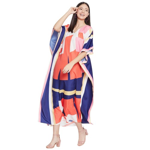 Women Casual Maxi Long Kaftan Kimono Sleeve Plus Size Dresses V Neck Nightgown - Picture 424 of 642
