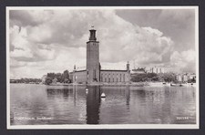 Vintage postcard City Hall Stadshuset waterfront view Stockholm Sweden