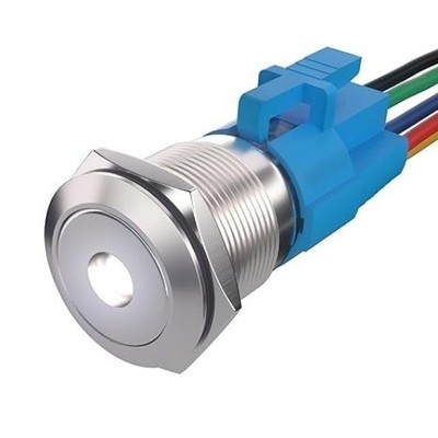 19mm Stainless Steel Momentary Push Button Switch with White Spot Light 12V-24VD