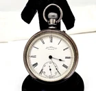 ANTIQUE WALTHAM BOND ST. 14S COIN SILVER OF PIN SET POCKET WATCH,RUNS