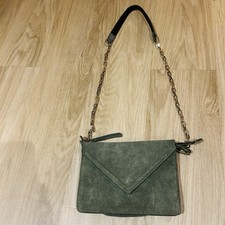 ZARA Real Leather Crossbody Bag Khaki with Golden Strap Chain
