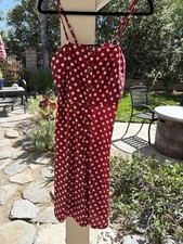 Berydress Women’s A‑Line Button‑Front Sundress Burgundy S Polka dots