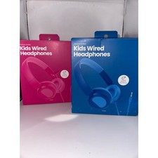 Kids Wired Headphones 2-Pack Volume Limited 3.5mm Pink Blue Ages 6