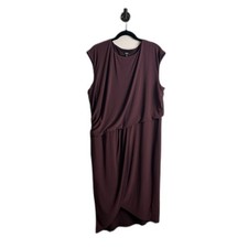 Express Plum Purple Sheath Dress Women’s XL Draped Overlay Stretch Midi