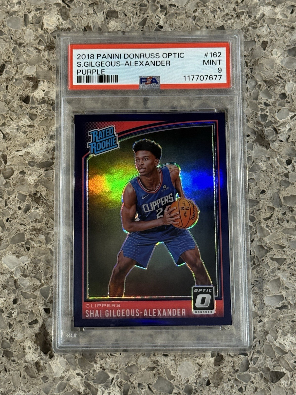 Shai Gilgeous-Alexander 2018 Donruss Optic #162 Purple Prizm RC PSA 9 MINT