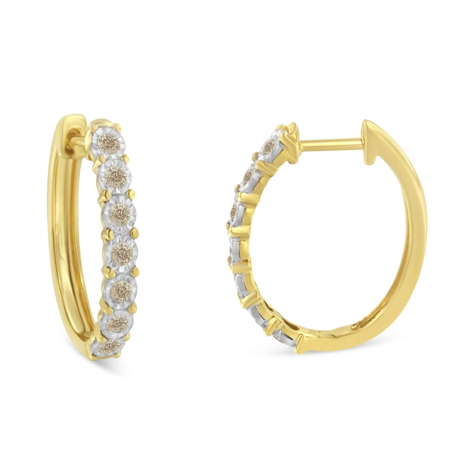 1/2 Cttw Diamond 10K Two-Toned Gold Hoop Earrings - Image 2 of 4