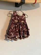 Sweet Honey Plum Floral Lace Trim Toddler Twirl Dress 12 Month