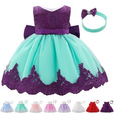 Kids Girls Flower Lace Sleeveless Bridesmaid Dress Baby Wedding Party Princess