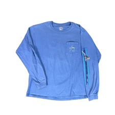 Vintage Guy Harvey Blue Marlin Fishing Long Sleeve T-Shirt Blue L Back Hit