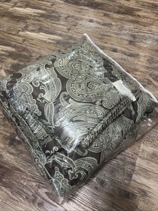 CROSCILL ROYALTON Chocolate & Blue QUEEN COMFORTER SET Damask