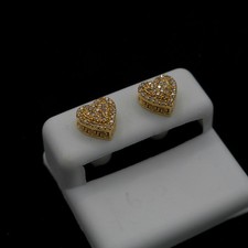 10K Yellow Gold 0.37CT Pavé Heart‑Shaped Stud Earrings