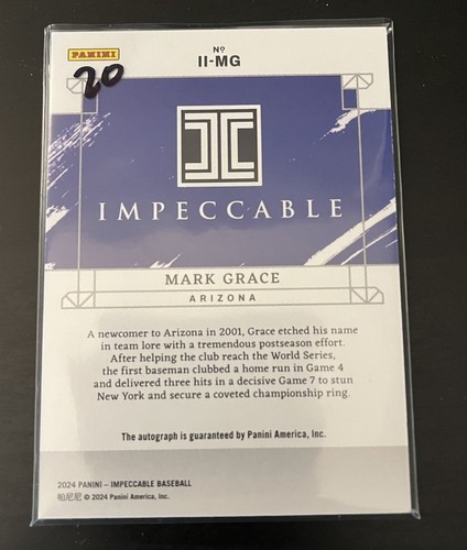2024 Panini Impeccable Mark Grace Indelible Ink Auto (II-MG) 45/49 - Picture 2 of 2