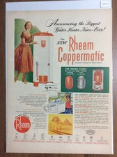 Midcentury LIFE Poster Rheem Water Heater 1930s-70s Retro Advertising 35x26cm Us