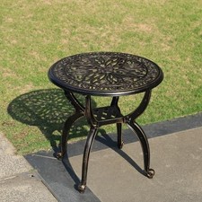 Outdoor Cast Aluminum Side Table Patio Side Table Backyard, 18.5round-bronzed